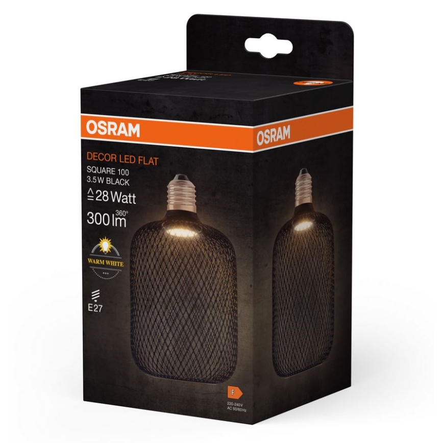 LED Pirn DECOR FLAT E27/3,5W/230V 2700K must - Osram
