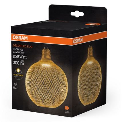 LED Pirn DECOR FLAT G125 E27/3,5W/230V 2700K kuldne - Osram