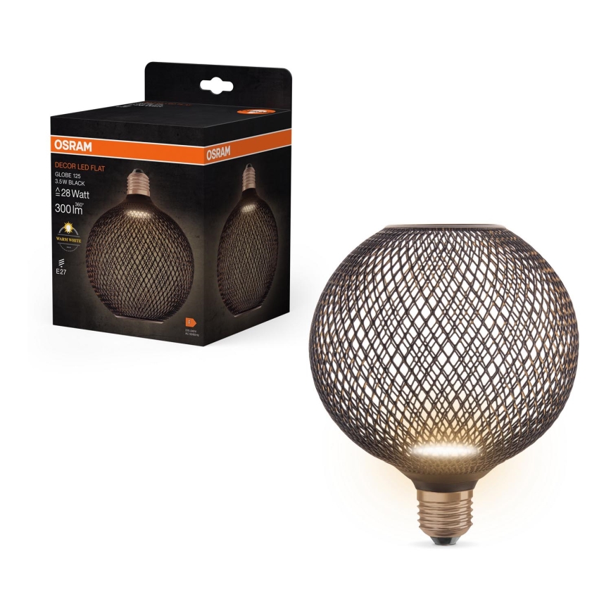 LED Pirn DECOR FLAT G125 E27/3,5W/230V 2700K must - Osram