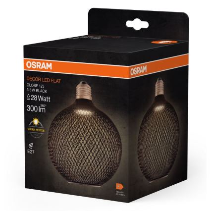 LED Pirn DECOR FLAT G125 E27/3,5W/230V 2700K must - Osram