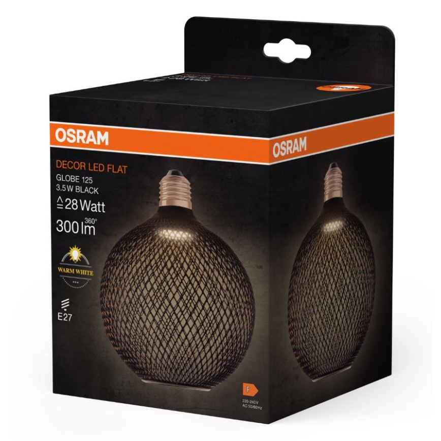 LED Pirn DECOR FLAT G125 E27/3,5W/230V 2700K must - Osram