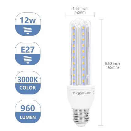 LED Pirn E27/12W/230V 3000K - Aigostar