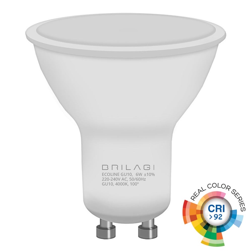 LED-pirn ECOLINE GU10/6W/230V 4000K CRI 92 - Brilagi
