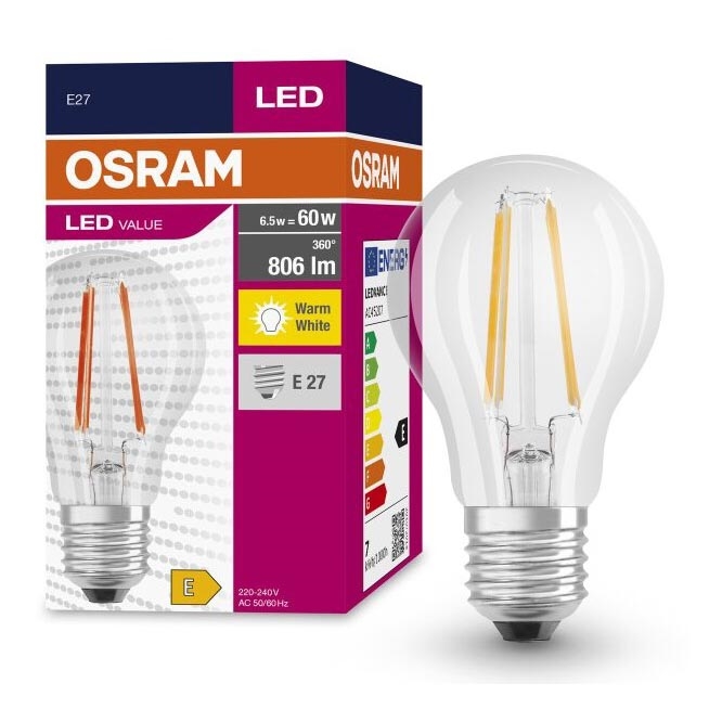 LED Pirn FILAMENT A60 E27/6,5W/230V 2700K - Osram