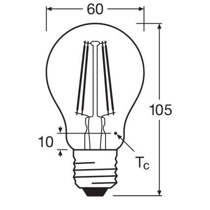 LED Pirn FILAMENT A60 E27/6,5W/230V 2700K - Osram