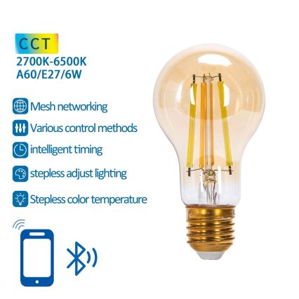 LED Hämardatav pirn FILAMENT MESH Nutikas A60 E27/6W/230V 2700-6500K - Aigostar