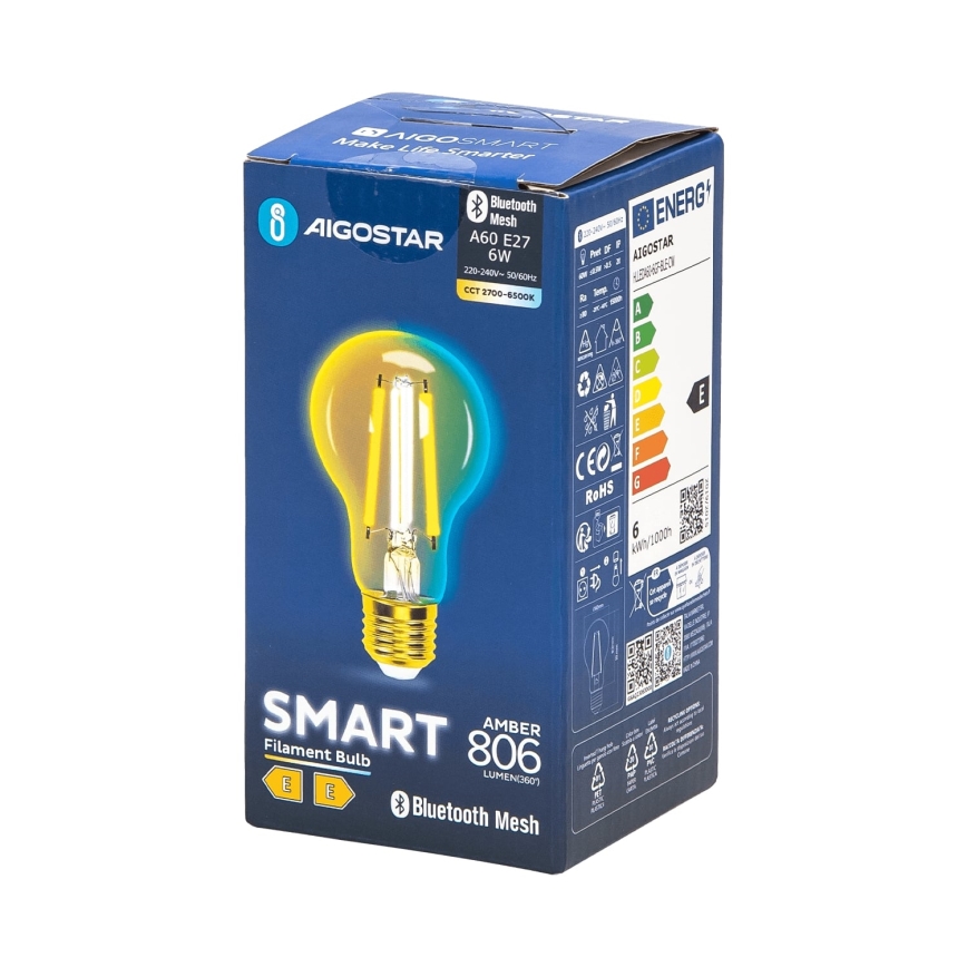 LED Hämardatav pirn FILAMENT MESH Nutikas A60 E27/6W/230V 2700-6500K - Aigostar