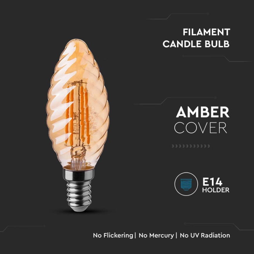 LED Pirn FILAMENT AMBER E14/4W/230V 2200K