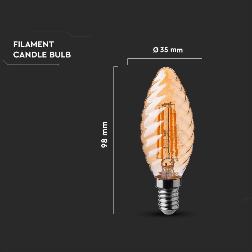 LED Pirn FILAMENT AMBER E14/4W/230V 2200K