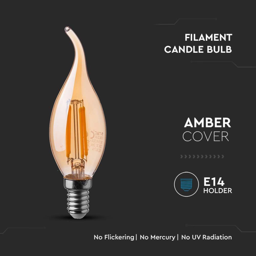 LED Pirn FILAMENT AMBER E14/4W/230V 2200K