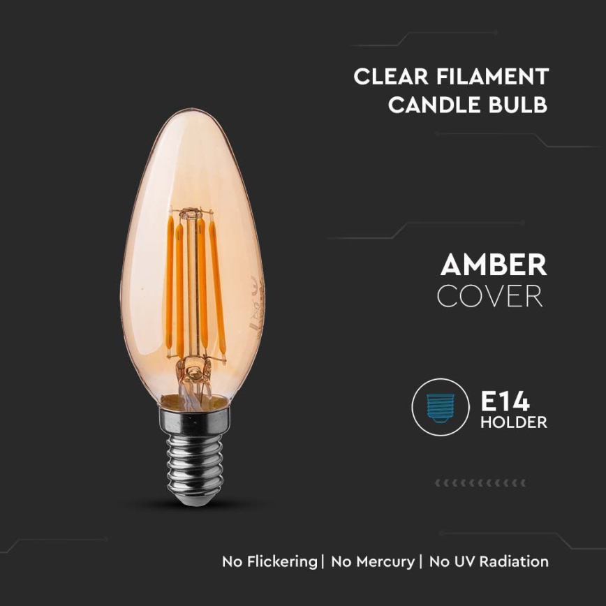 LED Pirn FILAMENT AMBER E14/4W/230V 2200K