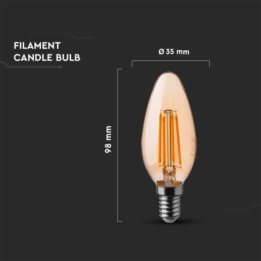 LED Pirn FILAMENT AMBER E14/4W/230V 2200K