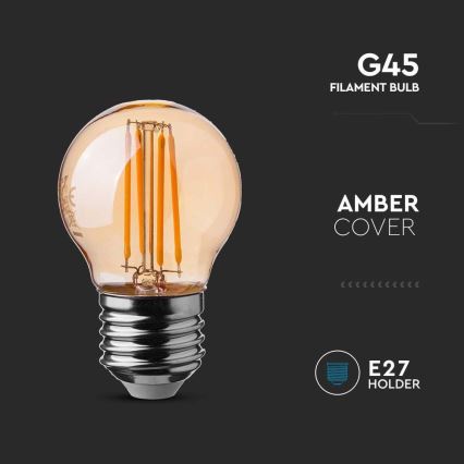 LED Pirn FILAMENT AMBER G45 E27/4W/230V 2200K