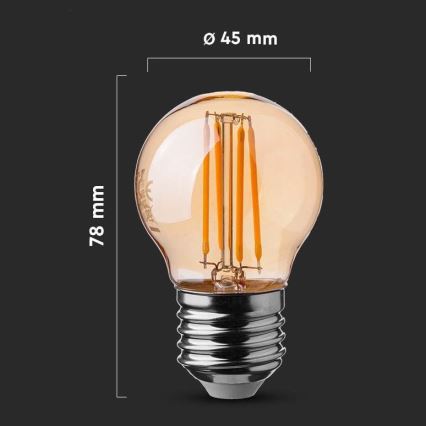 LED Pirn FILAMENT AMBER G45 E27/4W/230V 2200K