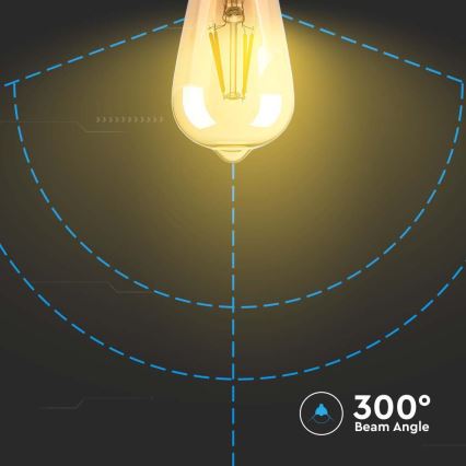 LED Pirn FILAMENT AMBER ST64 E27/8W/230V 2200K