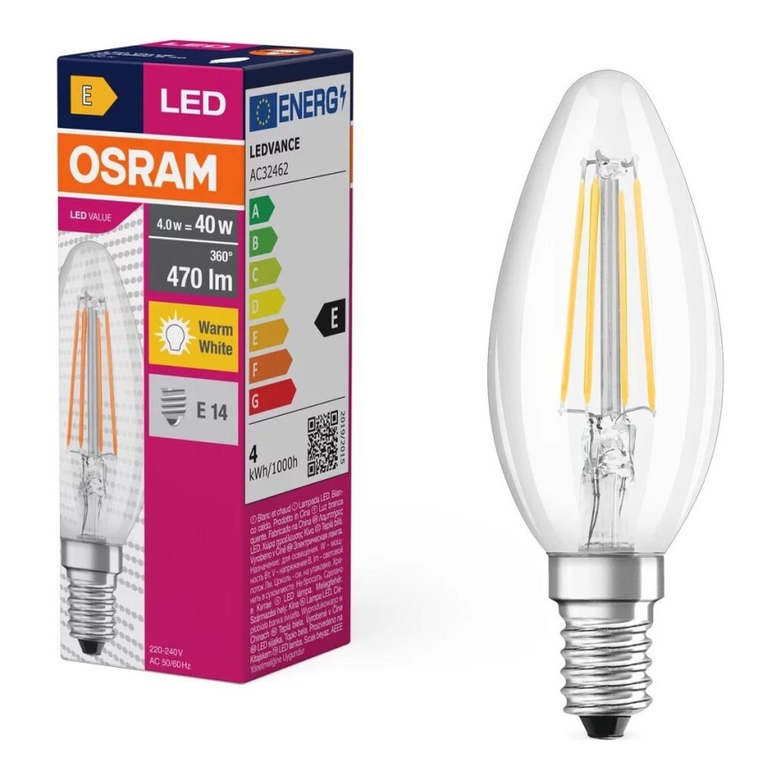 LED Pirn FILAMENT B40 E14/4W/230V 2700K - Osram