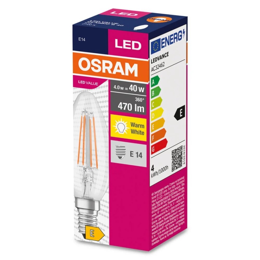 LED Pirn FILAMENT B40 E14/4W/230V 2700K - Osram