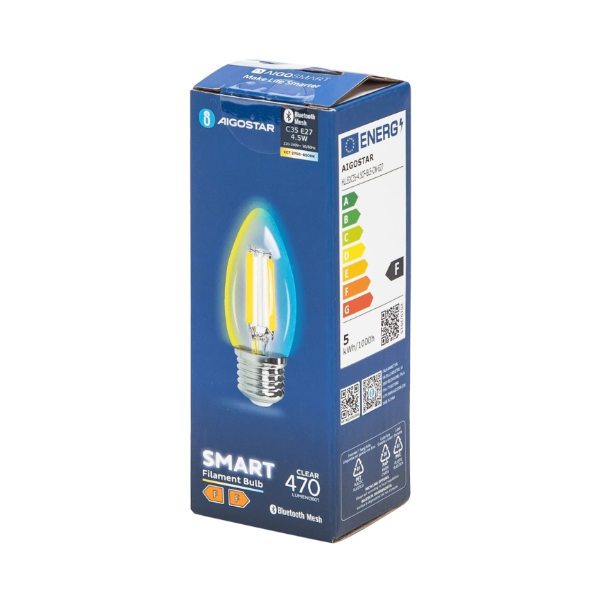 LED Hämardatav pirn FILAMENT MESH Nutikas C35 E27/4,5W/230V 2700-6500K - Aigostar