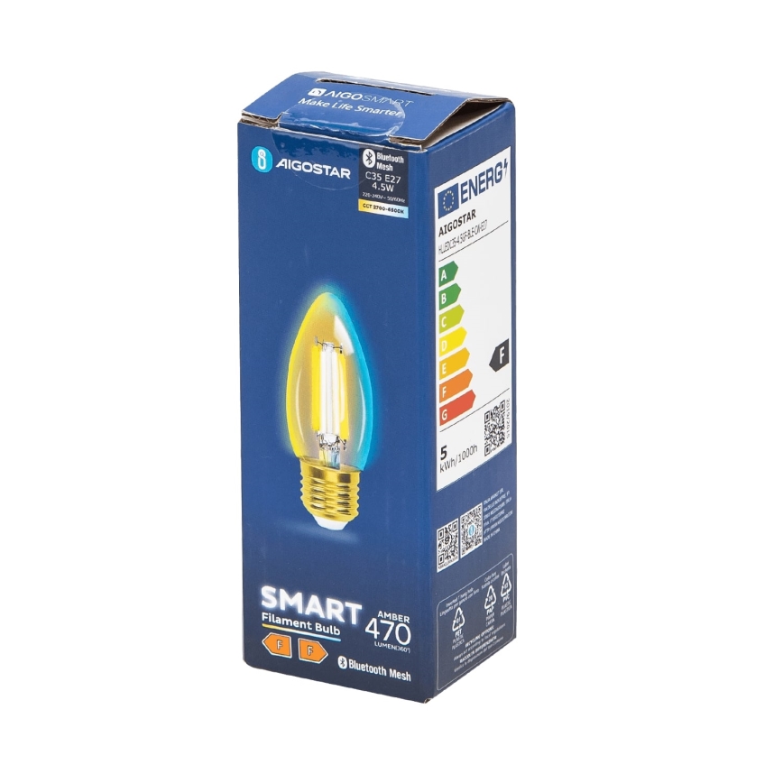 LED Hämardatav pirn FILAMENT MESH Nutikas C35 E27/4,5W/230V 2700-6500K - Aigostar