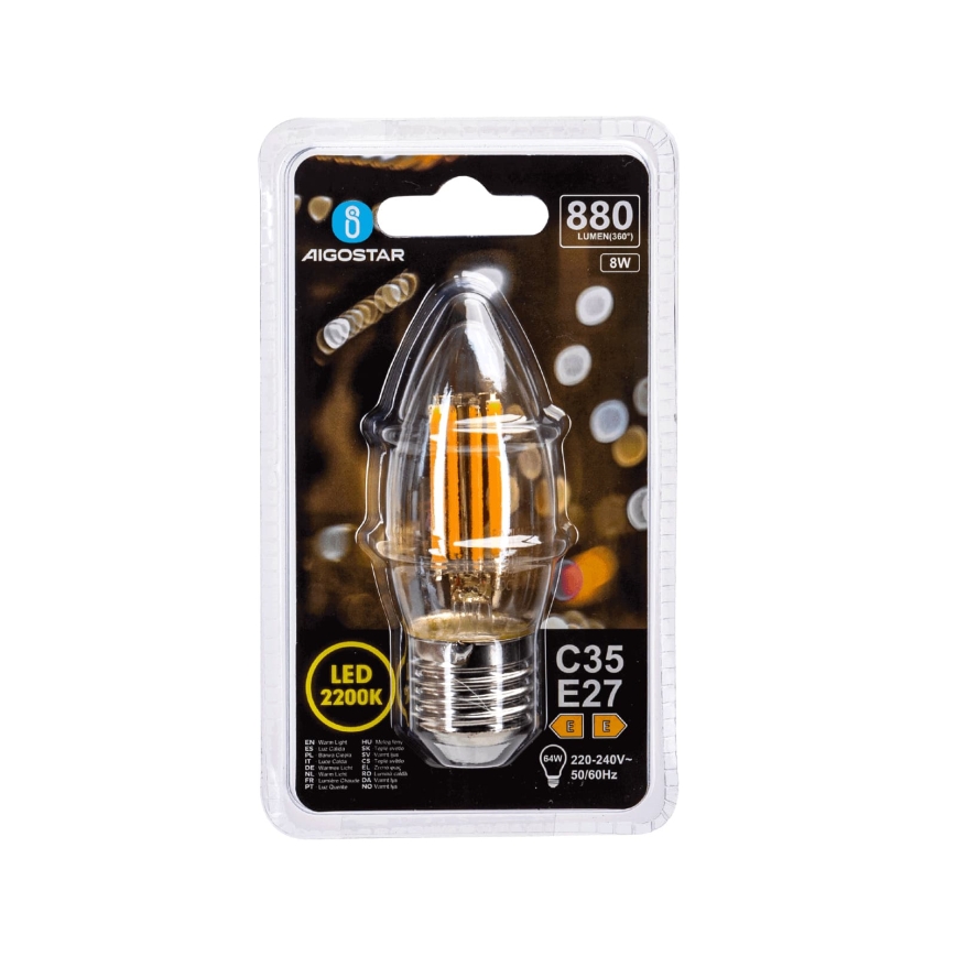 LED pirn FILAMENT C35 E27/8W/230V 2200K - Aigostar