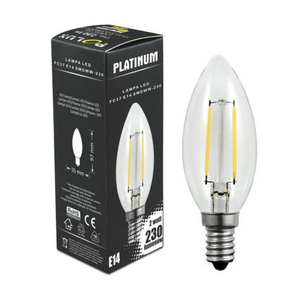 LED Pirn FILAMENT C37 E14/2W/230V 3000K