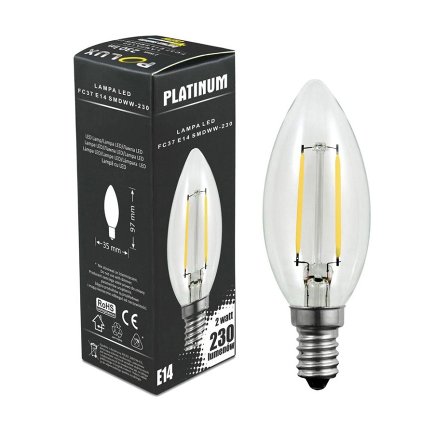 LED Pirn FILAMENT C37 E14/2W/230V 3000K