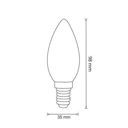 LED Pirn FILAMENT C37 E14/2W/230V 3000K