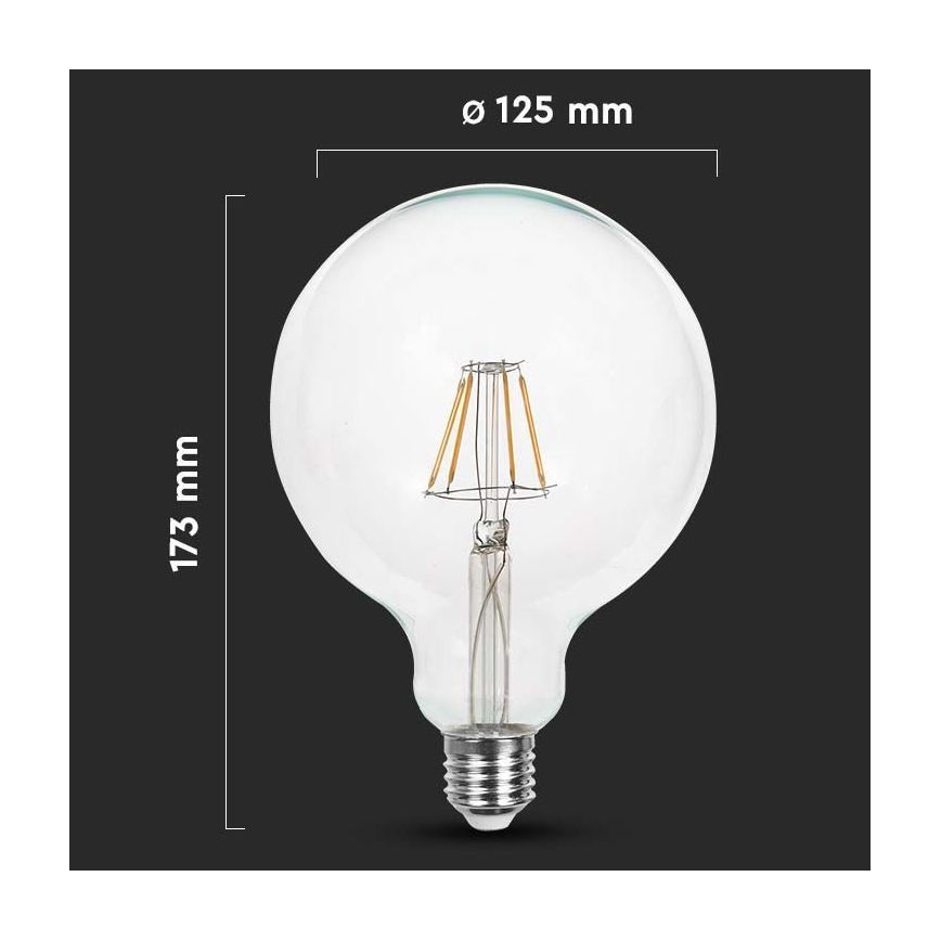 LED Pirn FILAMENT G125 E27/10W/230V 6400K