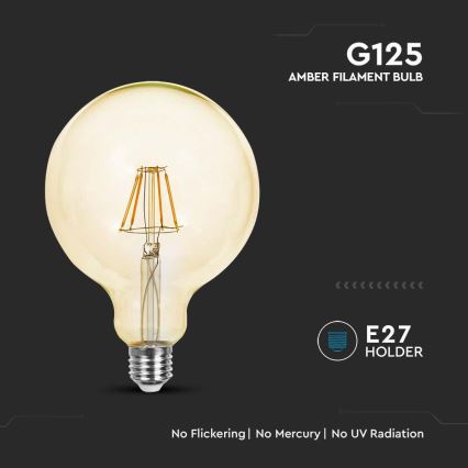 LED Pirn FILAMENT G125 E27/12W/230V 2200K