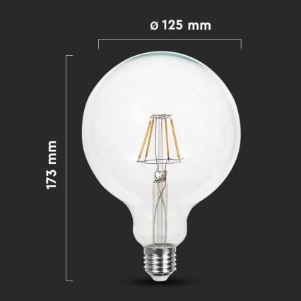 LED Pirn FILAMENT G125 E27/12W/230V 6500K