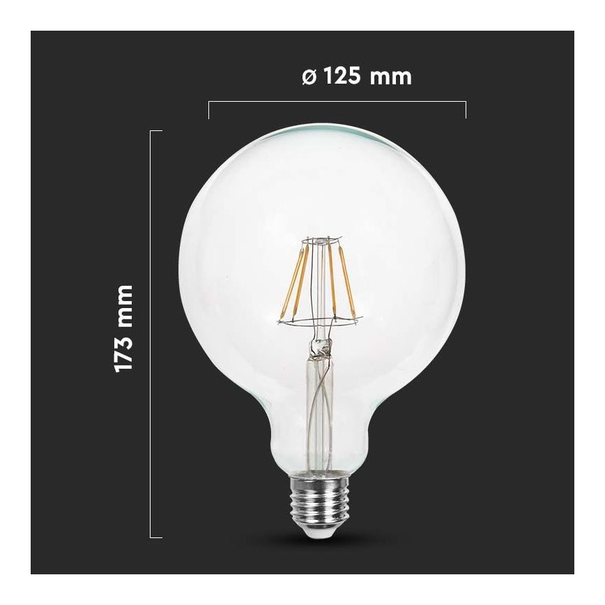 LED Pirn FILAMENT G125 E27/12W/230V 6500K