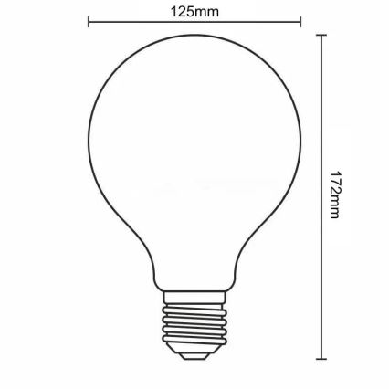 LED Pirn WHITE FILAMENT G125 E27/13W/230V 3000K