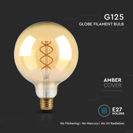 LED Pirn FILAMENT G125 E27/5W/230V 1800K