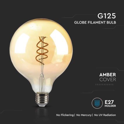 LED Pirn FILAMENT G125 E27/6W/230V 1800K