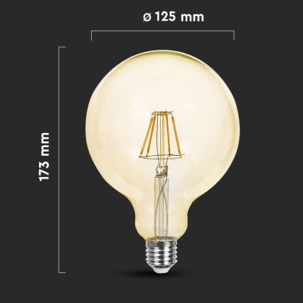 LED Pirn FILAMENT G125 E27/6W/230V 2200K