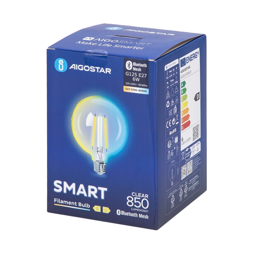 LED Hämardatav pirn FILAMENT MESH Nutikas G125 E27/6W/230V 2700-6500K - Aigostar