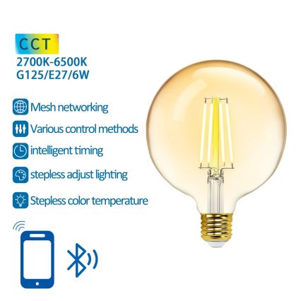 LED Hämardatav pirn FILAMENT MESH Nutikas G125 E27/6W/230V 2700-6500K - Aigostar