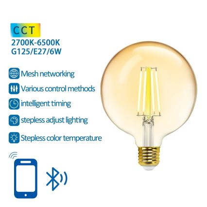 LED Pirn FILAMENT G125 E27/6W/230V 2700-6500K - Aigostar