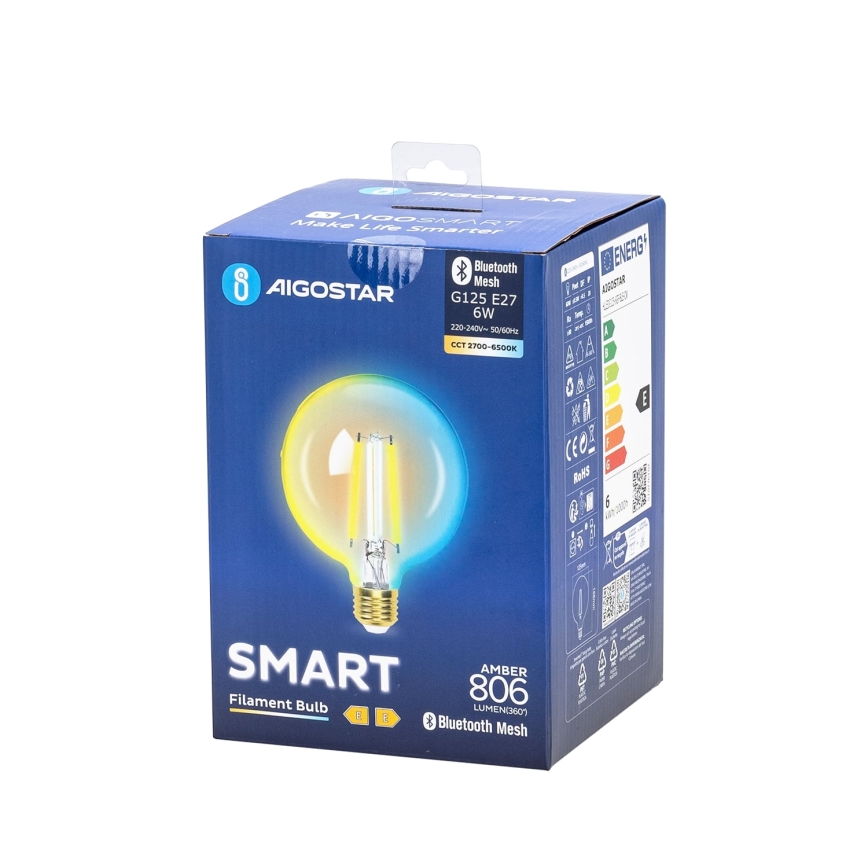 LED Hämardatav pirn FILAMENT MESH Nutikas G125 E27/6W/230V 2700-6500K - Aigostar