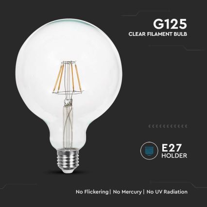 LED Pirn FILAMENT G125 E27/6W/230V 3000K
