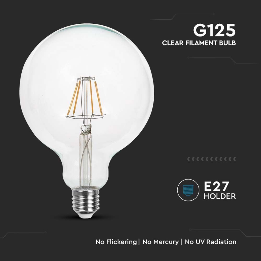 LED Pirn FILAMENT G125 E27/6W/230V 3000K