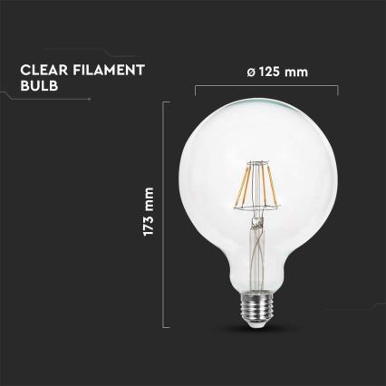 LED Pirn FILAMENT G125 E27/6W/230V 3000K