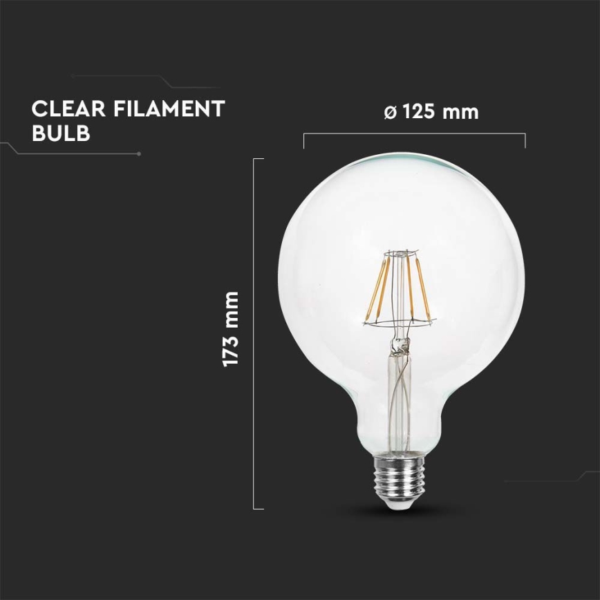 LED Pirn FILAMENT G125 E27/6W/230V 3000K