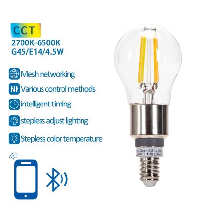 LED Hämardatav pirn FILAMENT MESH Nutikas G45 E14/4,5W/230V 2700-6500K - Aigostar