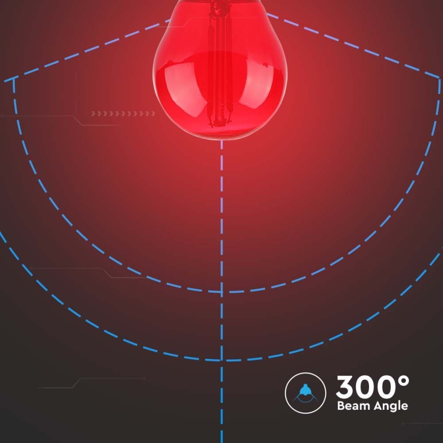 LED Pirn FILAMENT G45 E27/2W/230V punane