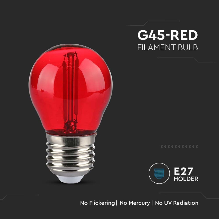 LED Pirn FILAMENT G45 E27/2W/230V punane