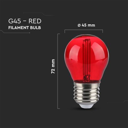 LED Pirn FILAMENT G45 E27/2W/230V punane