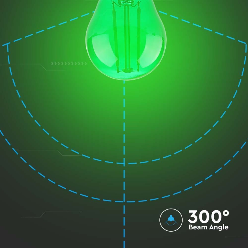 LED Pirn FILAMENT G45 E27/2W/230V roheline