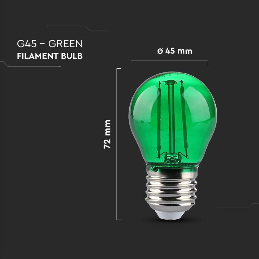 LED Pirn FILAMENT G45 E27/2W/230V roheline