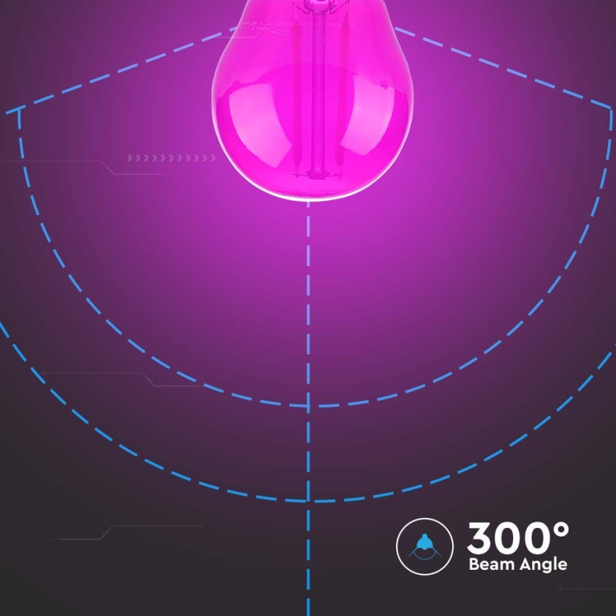 LED Pirn FILAMENT G45 E27/2W/230V roosa